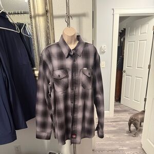 DIXXON Gray Plaid Casual Button Down Flame resistant work shirt